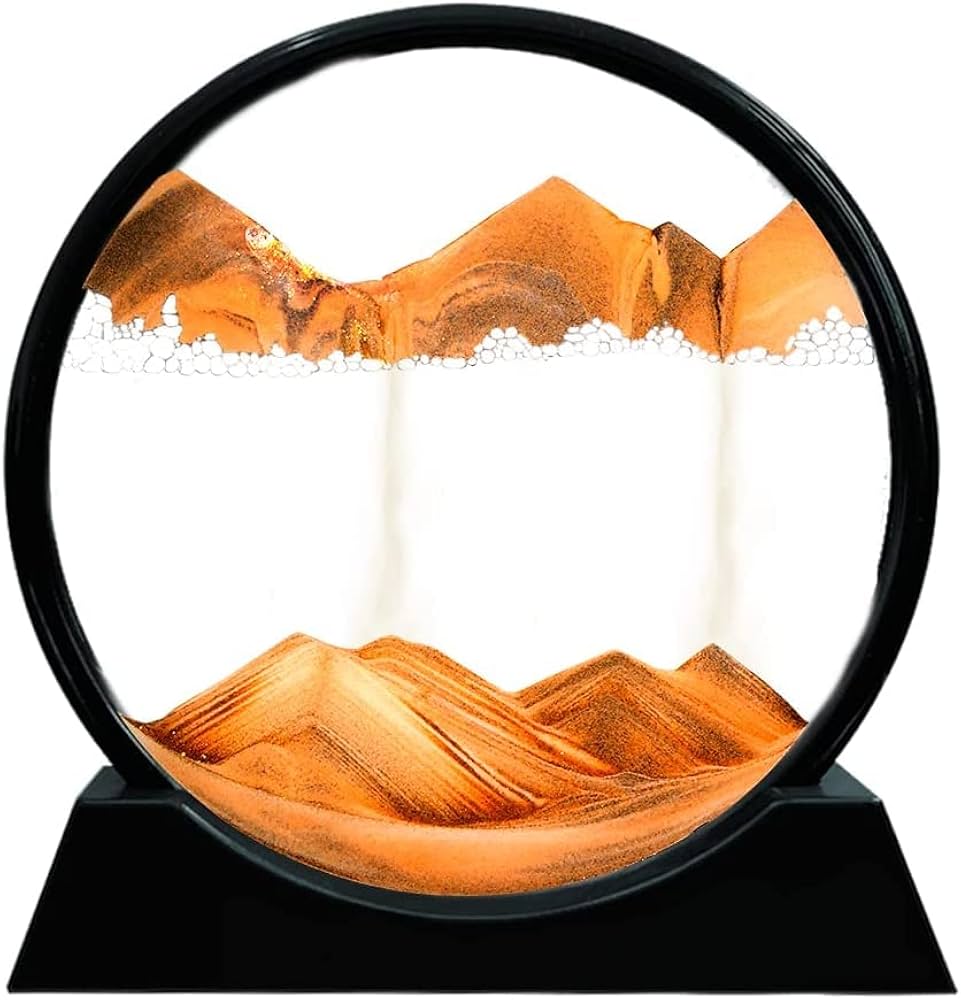 Moving Sand Art Picture Glass Liquid Painting  3D Natural Landscape showpieces for Home Decor  Antique Gifts for Kids Office Desktop Decoration Desk Table Decorative Items