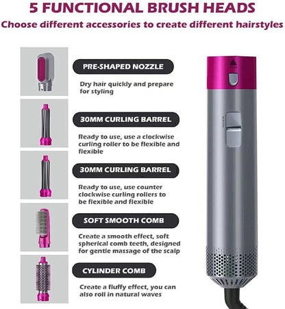 5 In 1 Hair Comb Negative lon | Straightener Brush Blow Dryer | 5 in 1 Multifunctional Hair Dryer Styling Tool | Pocket 5-in-1 Multi-Head Hot Air Comb | 5 In 1 Electric Hair Dryer Comb