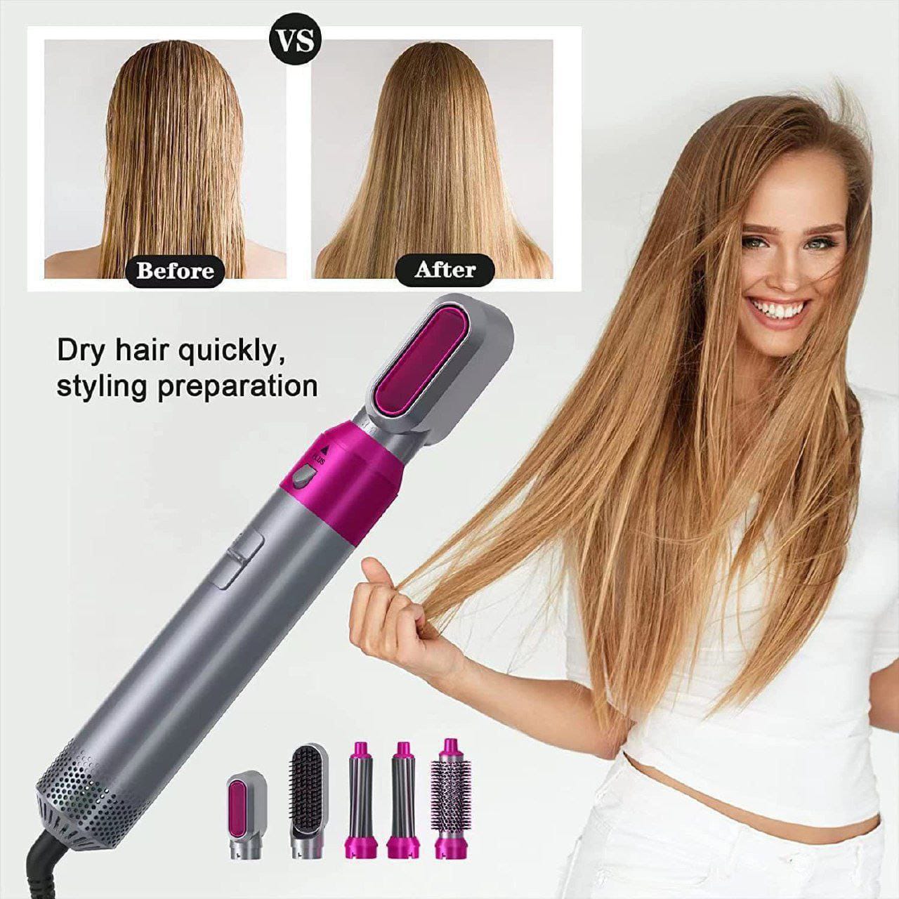 5 In 1 Hair Comb Negative lon | Straightener Brush Blow Dryer | 5 in 1 Multifunctional Hair Dryer Styling Tool | Pocket 5-in-1 Multi-Head Hot Air Comb | 5 In 1 Electric Hair Dryer Comb