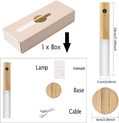 Rechargeable Battery Night Light, Motion Sensor LED Wall Lights, 3-Modes Switch, Wireless Portable USB Wall Sconces, Mini Wood Stick Magnetic