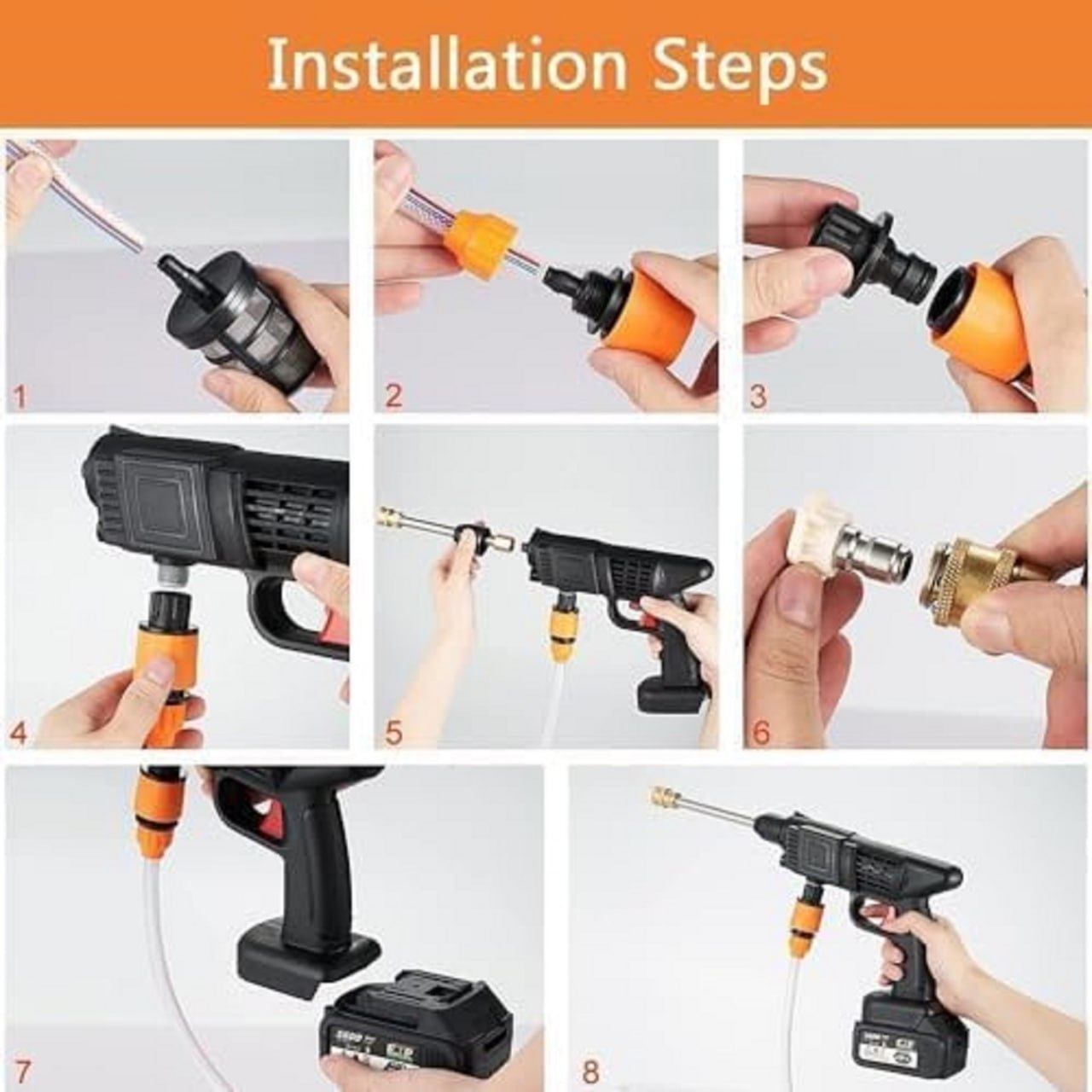 Cordless Portable Wireless Pressure Washer Gun 48V 12000mah High Pressure Water Gun for Car Wash Bike Washing Cleaning| Adjustable Nozzle and 5M Hose Pipe