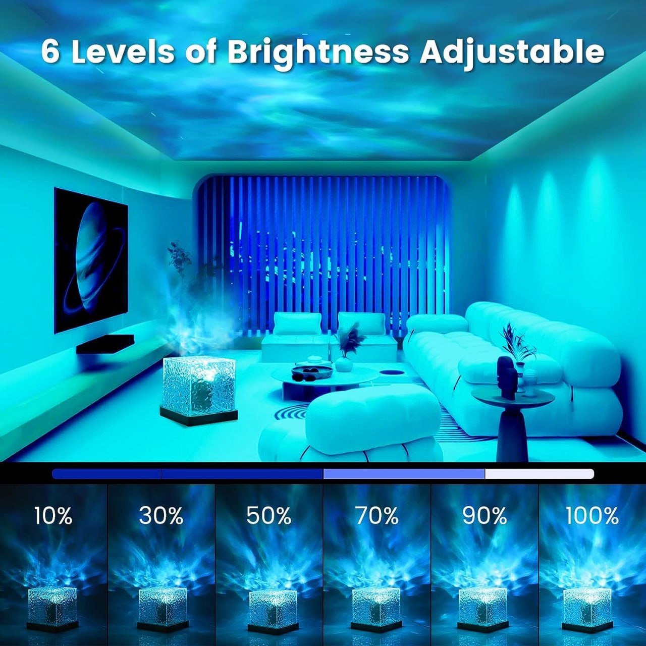 Projector Lights Ocean Wave, Romantic Warm  Ocean Wave Water Night Light Projector 3D Water  Wave Effect, Romantic LED Light Projector Projection Lamps Crystal Table Lamp for Bedroom Decor