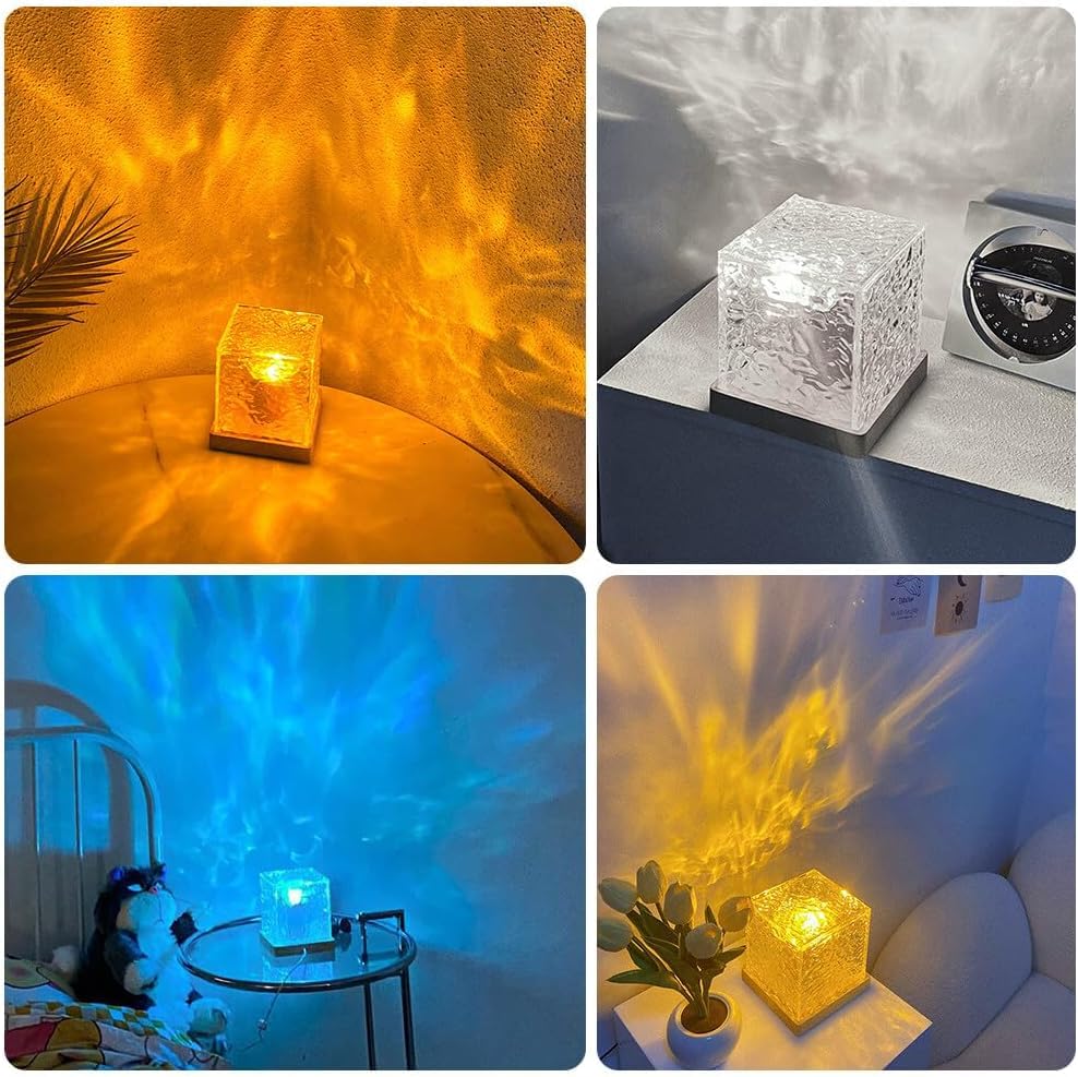 Projector Lights Ocean Wave, Romantic Warm  Ocean Wave Water Night Light Projector 3D Water  Wave Effect, Romantic LED Light Projector Projection Lamps Crystal Table Lamp for Bedroom Decor