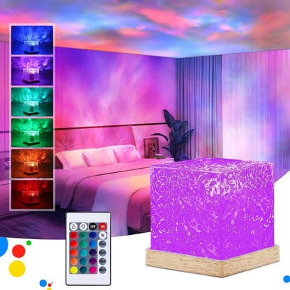 Projector Lights Ocean Wave, Romantic Warm  Ocean Wave Water Night Light Projector 3D Water  Wave Effect, Romantic LED Light Projector Projection Lamps Crystal Table Lamp for Bedroom Decor