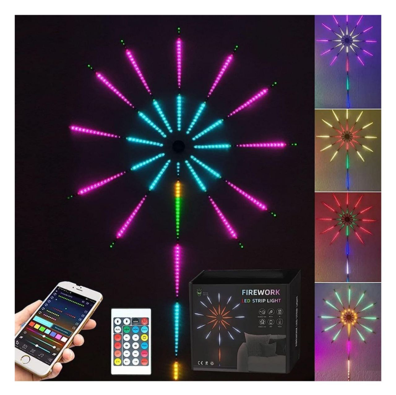 *Smart Firework LED Lights, USB Powered Indoor Firework Lights with Remote APP Control, 12inch Led Strip Lights Room Decorations for Christmas*