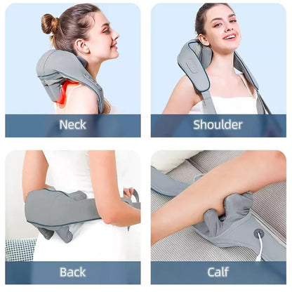 Neck Massager for Cervical Pain Relief, Electric Recharheable Neck, Back and Shoulder Deep Tissue Massage Machine with 6D Kneading Shiatsu Heat Therapy for Men and Women