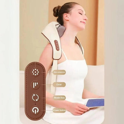 Neck Massager for Cervical Pain Relief, Electric Recharheable Neck, Back and Shoulder Deep Tissue Massage Machine with 6D Kneading Shiatsu Heat Therapy for Men and Women