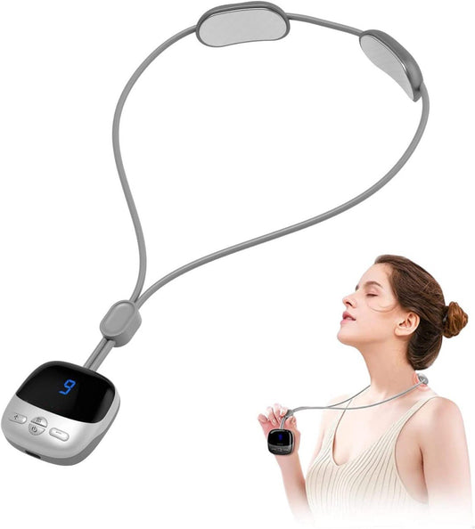 Neck Massager with Heat, EMS Portable Lymphatic Relief Neck Massager, Electric Pulse Neck Massager Cordless for Pain Relief, 4 Modes 9 Levels Deep Tissue Massager for Women Men Gift