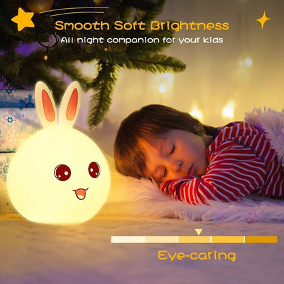 Night Lamp, Night Lamp For Kids, Silicone Cute Little Rabbit LED Table Lamp, Birthday Gift For Girls/Boys, Colour Changing With Usb Rechargeable