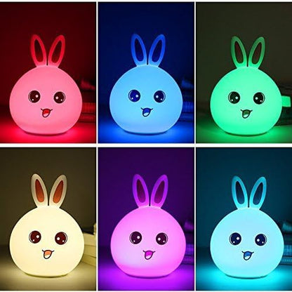 Night Lamp, Night Lamp For Kids, Silicone Cute Little Rabbit LED Table Lamp, Birthday Gift For Girls/Boys, Colour Changing With Usb Rechargeable