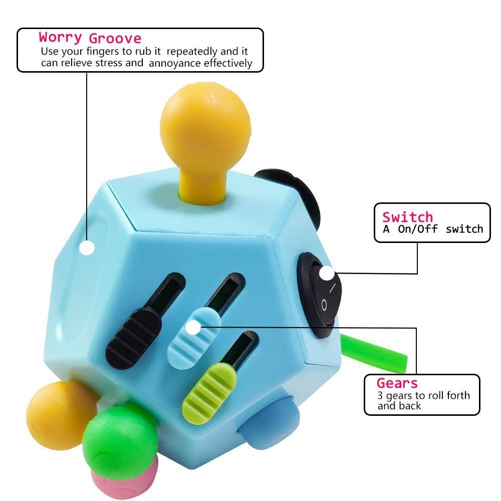 12-Side Fidget Toys Cube Relieves Stress and Anxiety Anti Depression Cube for Children and Adults Fidget Cube, 12 Side Fidget Cube, Mini Fidget Toys Relief Stress and Anxiety Depression