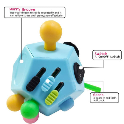 12-Side Fidget Toys Cube Relieves Stress and Anxiety Anti Depression Cube for Children and Adults Fidget Cube, 12 Side Fidget Cube, Mini Fidget Toys Relief Stress and Anxiety Depression