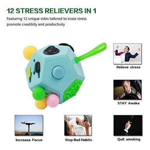 12-Side Fidget Toys Cube Relieves Stress and Anxiety Anti Depression Cube for Children and Adults Fidget Cube, 12 Side Fidget Cube, Mini Fidget Toys Relief Stress and Anxiety Depression