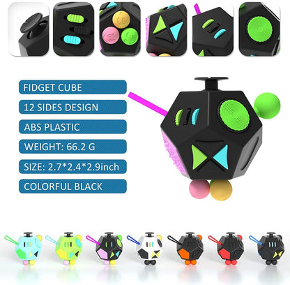 12-Side Fidget Toys Cube Relieves Stress and Anxiety Anti Depression Cube for Children and Adults Fidget Cube, 12 Side Fidget Cube, Mini Fidget Toys Relief Stress and Anxiety Depression