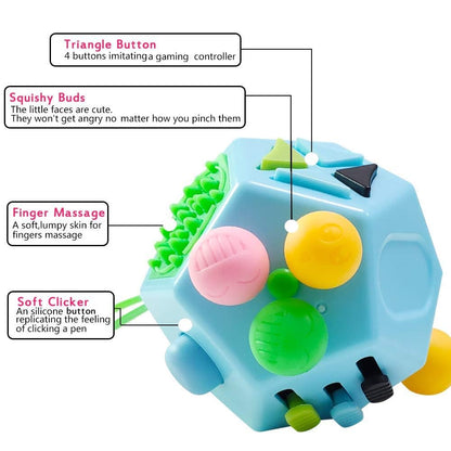 12-Side Fidget Toys Cube Relieves Stress and Anxiety Anti Depression Cube for Children and Adults Fidget Cube, 12 Side Fidget Cube, Mini Fidget Toys Relief Stress and Anxiety Depression