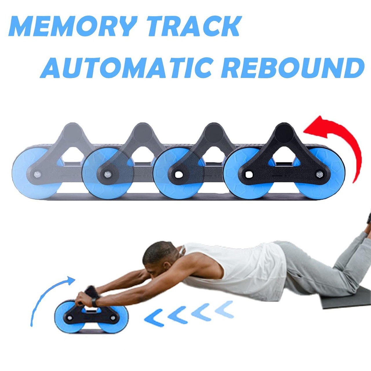 Automatic Rebound Abdominal Wheel, Ab Roller Wheel with Non-Slip Widened Double Wheels & Stable Triangular Structure, Ab Roller for Abs Workout Core Strength Training. (abdominal four wheel)