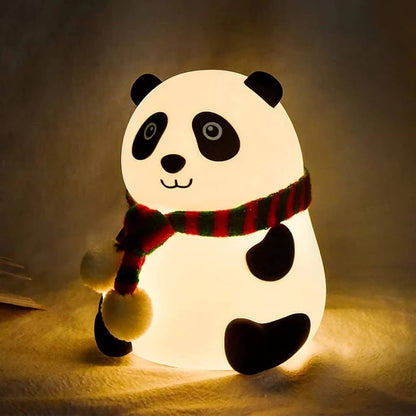 Silicone Panda Bear Night Light for Bedroom with 7 Color Change LED Lamp