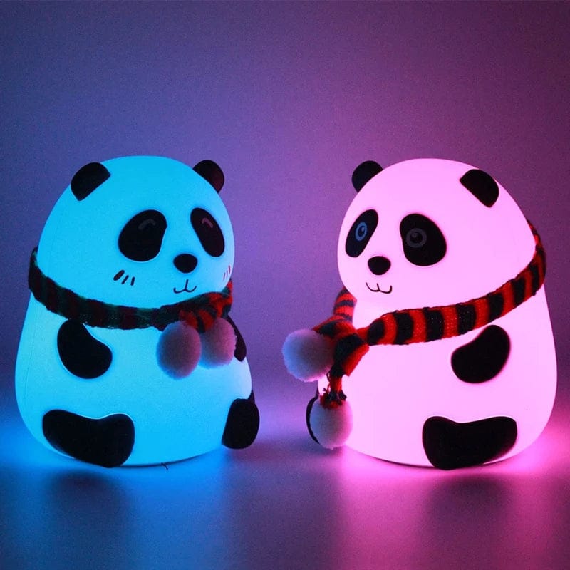 Silicone Panda Bear Night Light for Bedroom with 7 Color Change LED Lamp